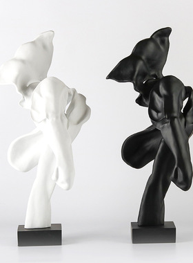 现简约创意摆件几何抽象艺术品雕塑样板房酒店大堂前台软装饰品