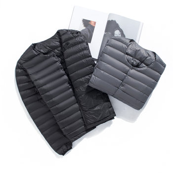 2025 New Lightweight down Jacket Men's Collarless down Warm Liner Large Size Inner Wear Round Neck V Neck Thin Style