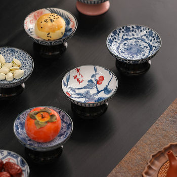 Storage Dried Fruit Plate Snacks Snacks Blue and White Porcelain Fruit Plate Refreshment Plate Medium Fruit Plate Living Room Household Tray Plate