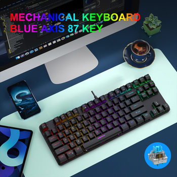 Factory in stock mechanical keyboard K87 green shaft red shaft tea shaft black shaft original keycap e-sports keyboard RGB light effect