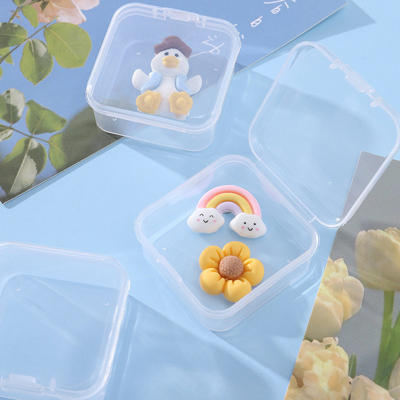 Creative Small Square Jewelry Storage Box Earrings Small Rubber Band Mini Digital Components Plastic Storage Box Portable Manicure