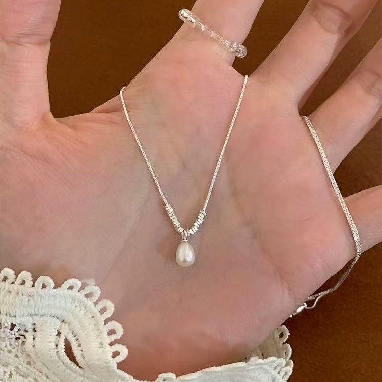 S925 Silver-Plated Natural Pearl Broken Silver Necklace 2025 New Hot Style Women's New Accessible Luxury Niche Clavicle Chain Accessories