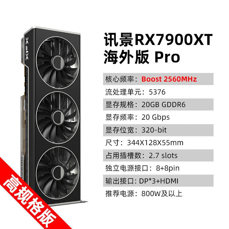 XFX Xunjing RX7900XTX зарубежная версия PRO/6950XT/6800XT зарубежная версия игры Xunlong отображает карту Изображение 1