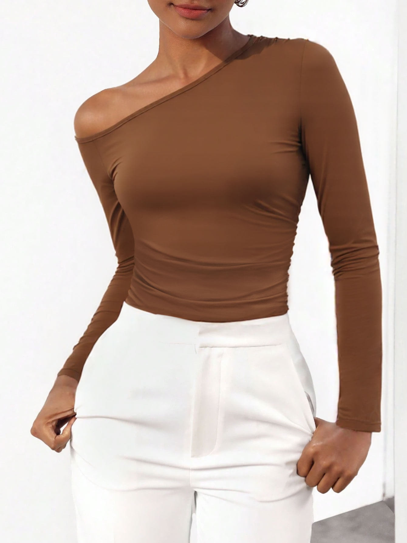Y2K Slim Fit Off Shoulder Long Sleeve Bodysuit Versatile Design Spring Summer Style Wholesale Available