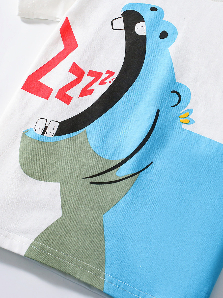 New Cotton Boys' Set, Summer Kids' 2-piece Outfit, Cartoon Printed Kids' Set