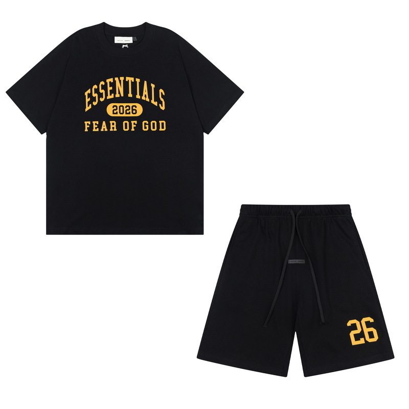 新款FEAR OF GOD ESSENTIALS植绒字母男女休闲宽松加绒连帽卫衣潮