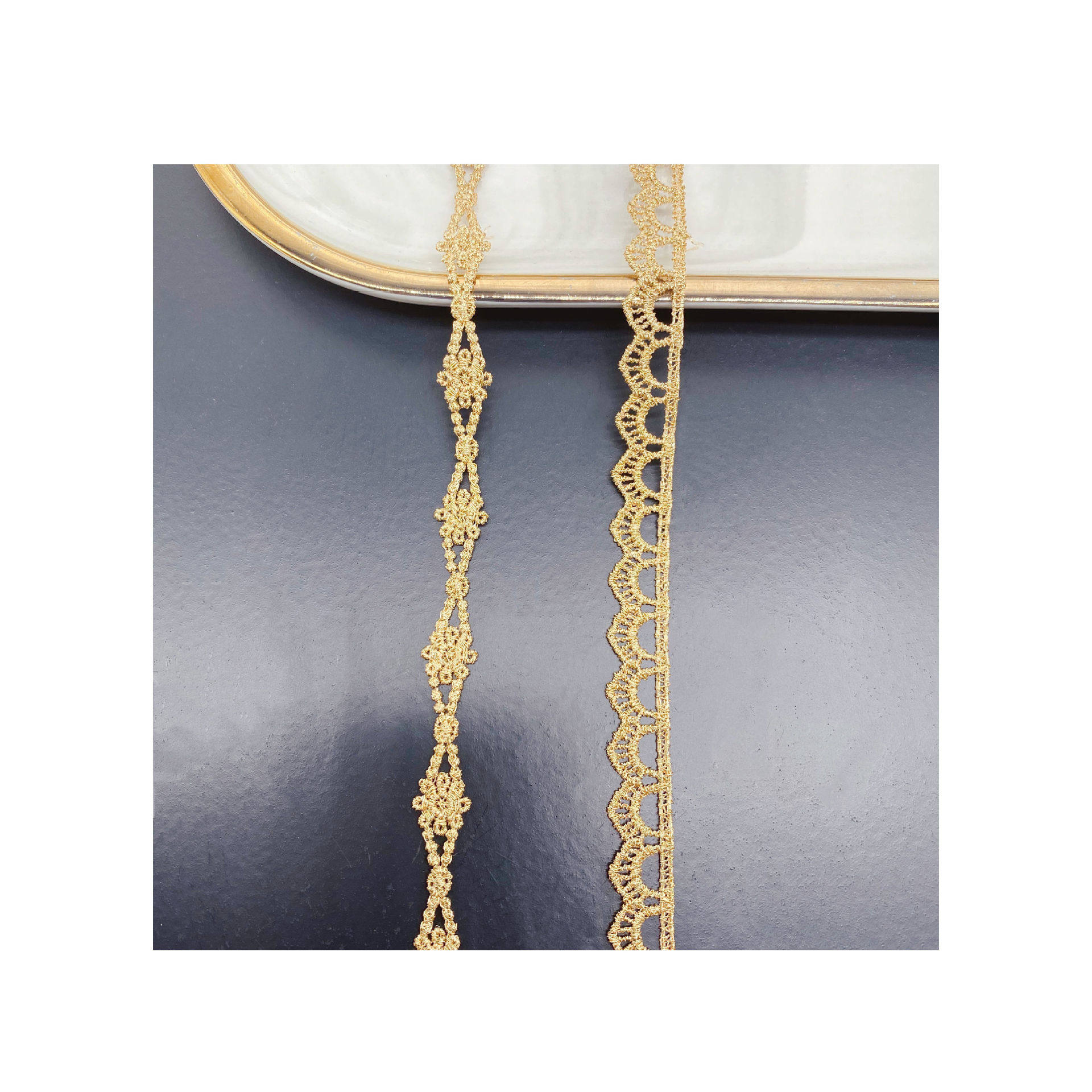 Gold lace spot clavicle chain jewelry DIY Lolita lace unilateral Gold Line bar code small flower accessories