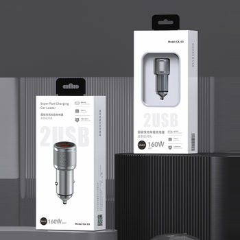 Metal 160W Super Fast Charging Dual USB Car Charger Multi-Function Car Charger Adapter Universal for Mobile Phones
