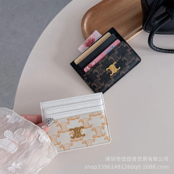 Wholesale in Stock 2025 New Open-Ended Trendy Card Holder with Multiple Card Slots for Id Cards and Bank Cards with Metal Logo for Men and Women
