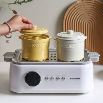 Ceramic Double Cover Water-proof Soup Pot Household Adult Stew Pot Steamed Egg Bowl Creative Binaural Bird's Nest Stew Bowl One-person Pot