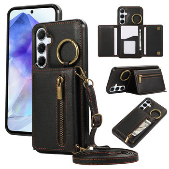 Suitable for Samsung A57 Crossbody Card Holder Leather Case A35 70% off Ring Buckle A15 Zipper Card Holder A25 Stand Phone Case