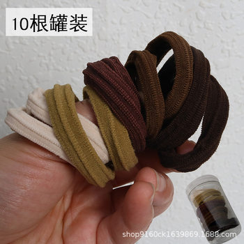 10 sets of milk Brown widened and thickened without seams high horsetail pellet head high stretch hair rope band