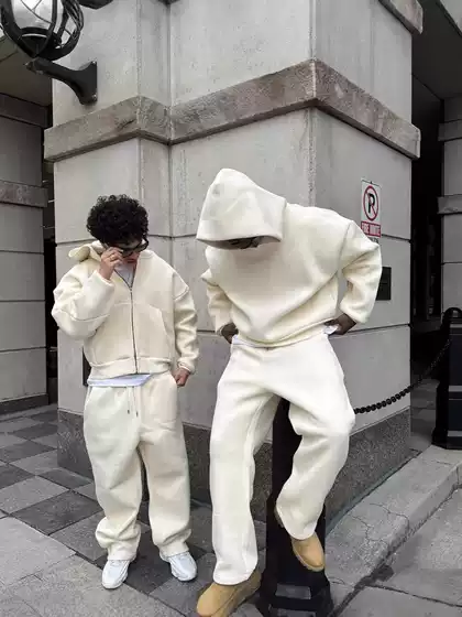 Saint Alexander Tracksuit Popular Air Layer Fluffy Hooded Sweatshirt Men's Trendy Pants Set