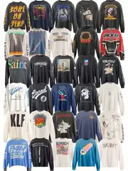 Saint of Michael American Vintage Vintage Washed Old Hip-Hop Loose Long-Sleeved T-Shirt for Men and Women