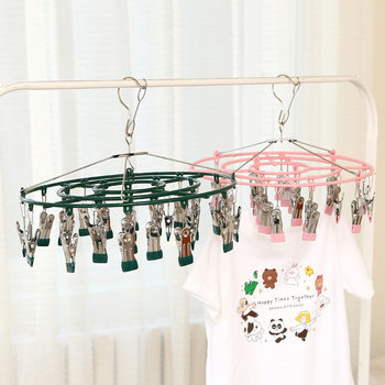 Stainless steel drying socks clip drying rack multi-clip household hanging clothes balcony windproof multi-functional drying underwear socks clip