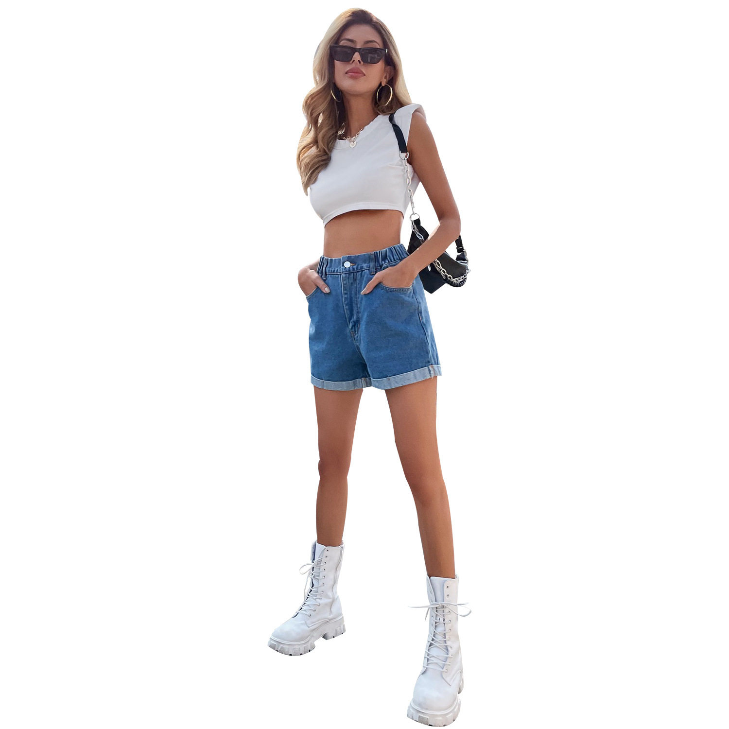 High Waisted Loose Fit Womens Denim Shorts Slimming Casual Style Perfect for Spring and Summer Wholesale Available