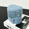 2024 new jewelry box portable heart-shaped box Denim flannel snap buckle storage box earrings jewelry box