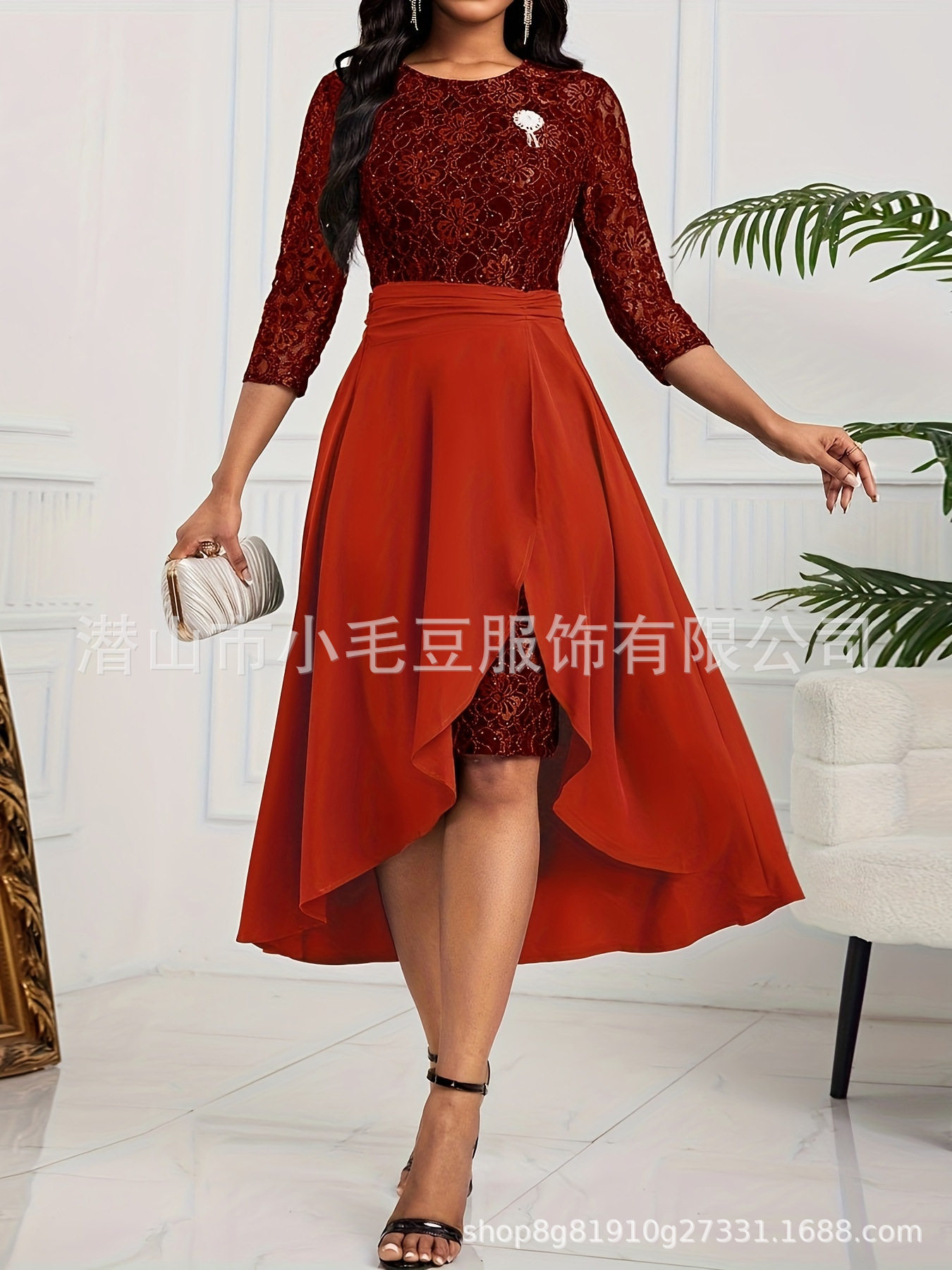 Lace Detachable Chiffon Dress Irregular Hem Elegant Design Spring Summer Perfect for Bridesmaids Wholesale Available
