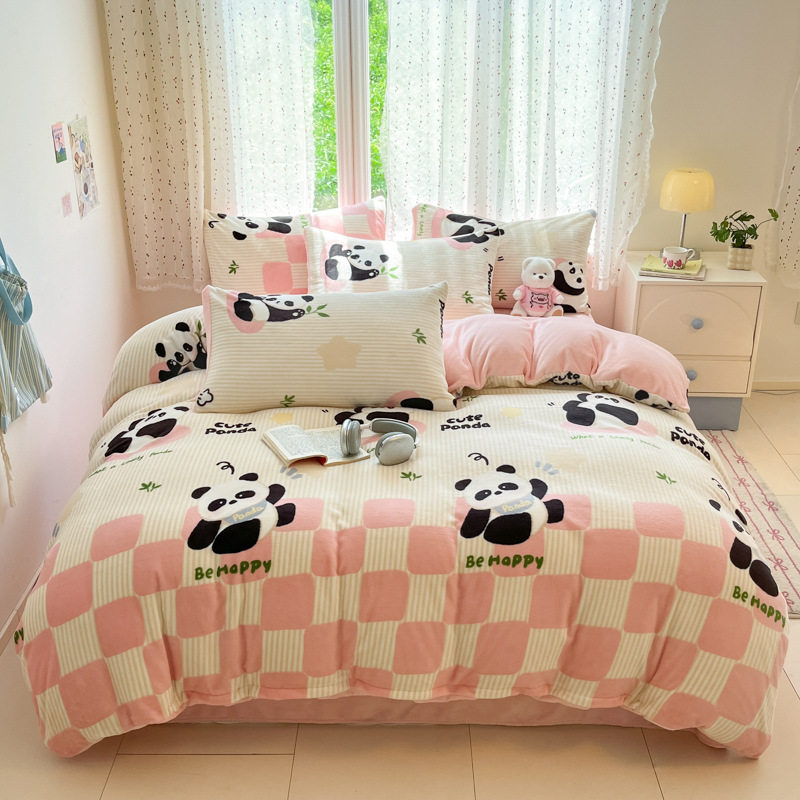 Directly Sourced from the Factory, High-Weight Autumn and Winter Milk Velvet Bedding Three- and Four-Piece Sets Are Available for Wholesale