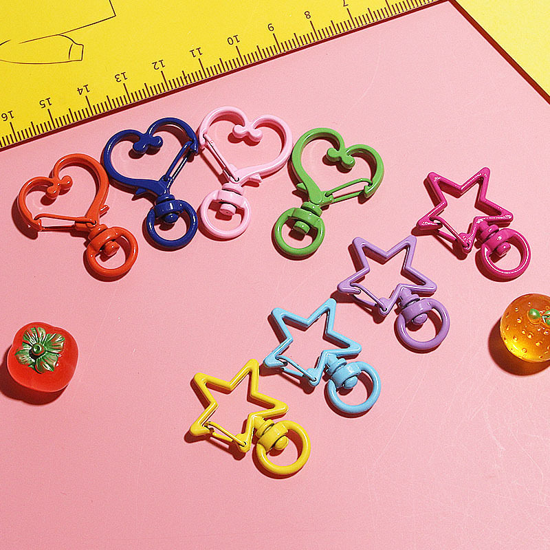 Zinc Alloy spray paint peach heart five-pointed star buckle lobster buckle shaped dog buckle diy keychain pendant jewelry accessories