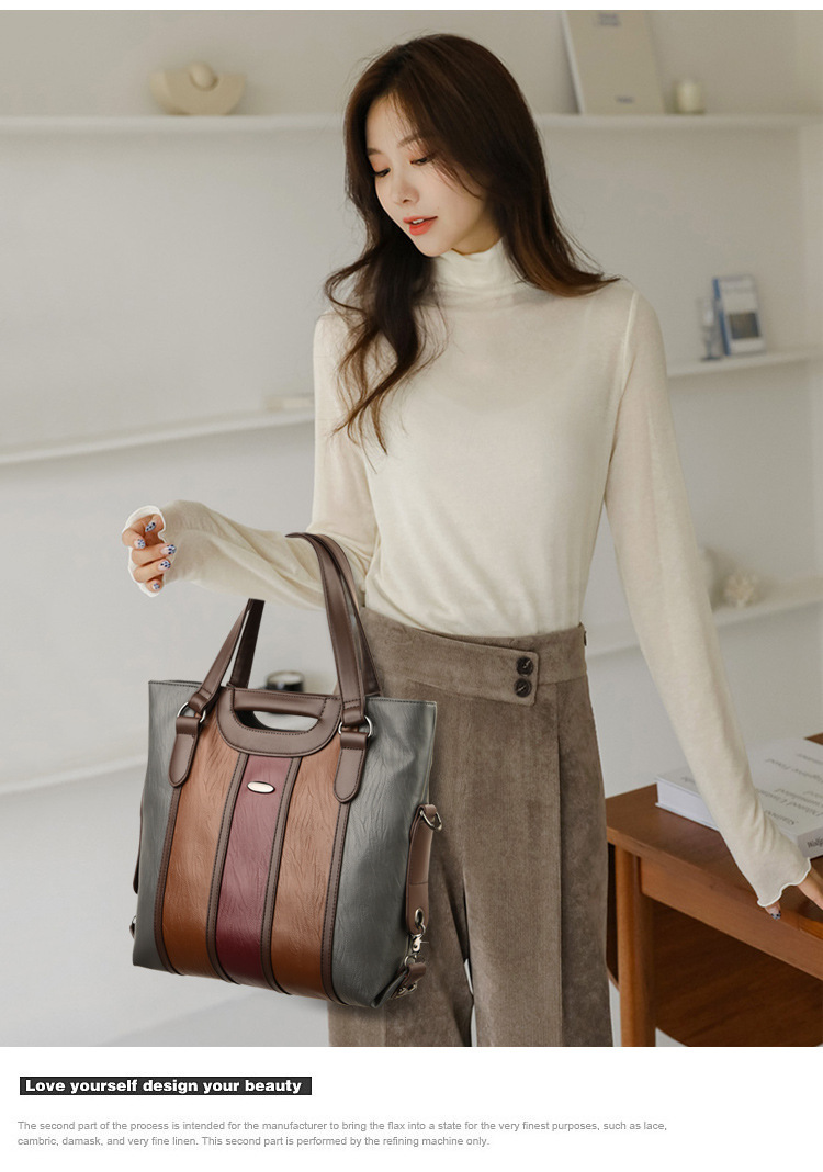Túi xách nữ dáng đứng phong cách thanh lịch, đeo chéo đeo vai xách tay — màu đen, màu đỏ, Màu nâu, màu xám