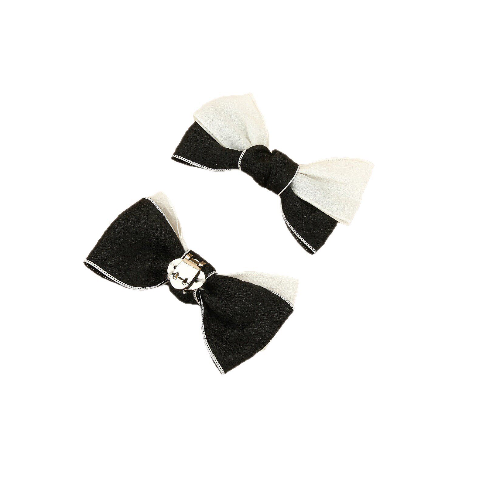 1 Piece Korean Princess Cute Shoe Flower Black and White Double Color Fabric Design Bow Shoe Clip High-End Shoe Flower