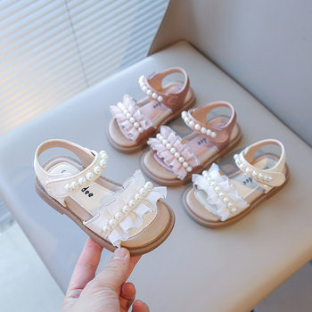 Sandals 2026 Korean Style Princess Shoes Summer New Soft-Soled Velcro Toddler Shoes Trendy and Fashionable