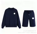 Navy blue round neck shorts-suit