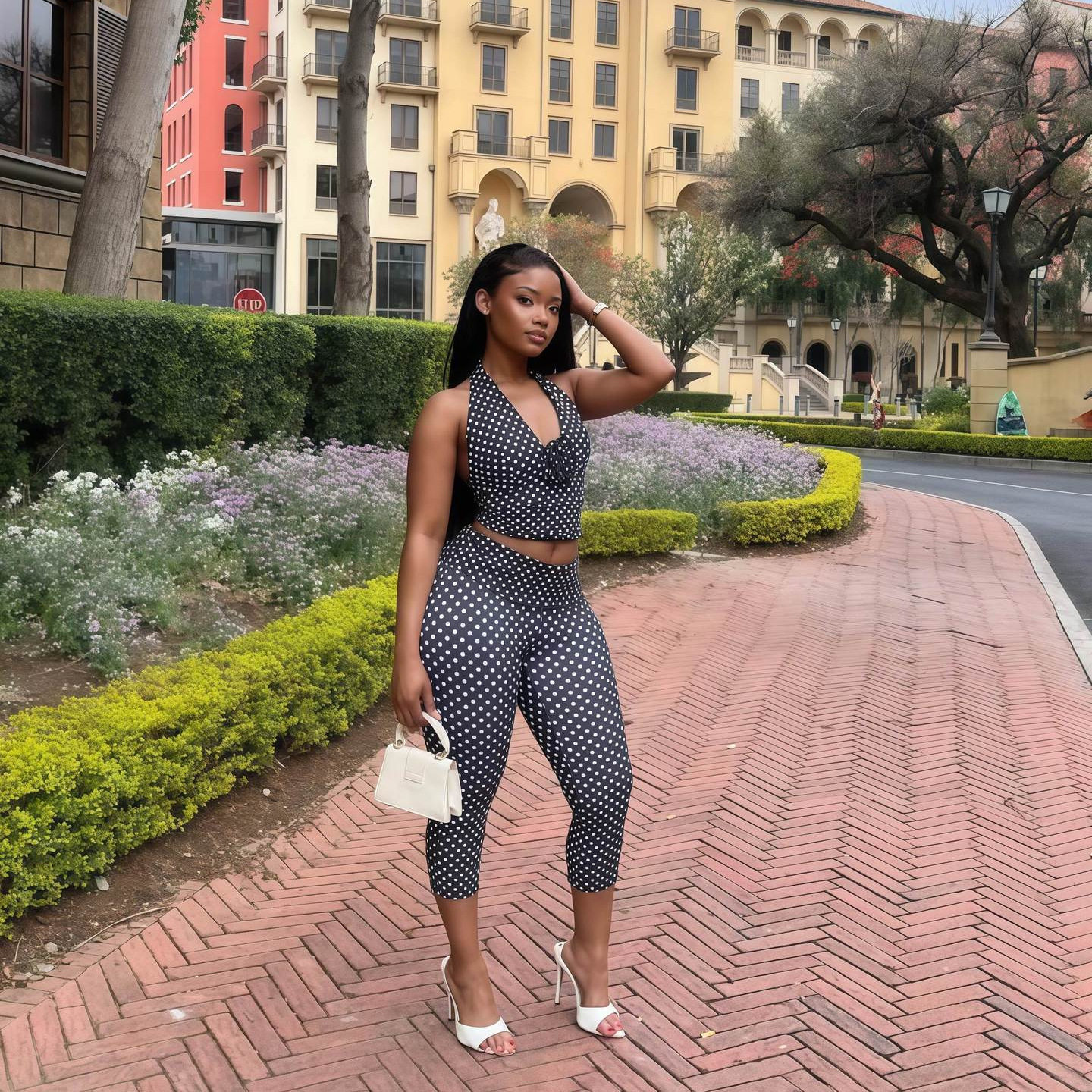 European and American Cross-Border Women's Clothing 2025 New Autum Sleeveless V Neck Halterneck Backless Top and Tight Pants Casual Two-Piece Set