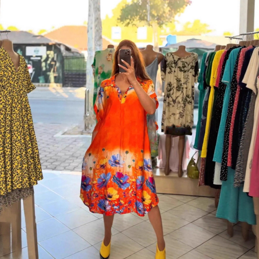 Floral Print Short Sleeve Pocket Dress Summer Fashion Elegant Style Perfect for Casual Outings Wholesale Available