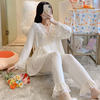 in stock 2673 Modal confinement clothing for pregnant women suit lactation pregnancy loose pajamas lace collar