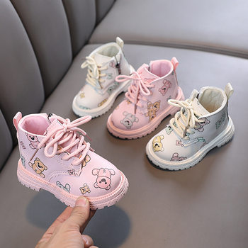 Women's Baby Martin Boots Autumn and Winter Velvet Cotton Short Boots Girls Boots Children's Warm Princess Shoes Soft Sole Toddler Shoes