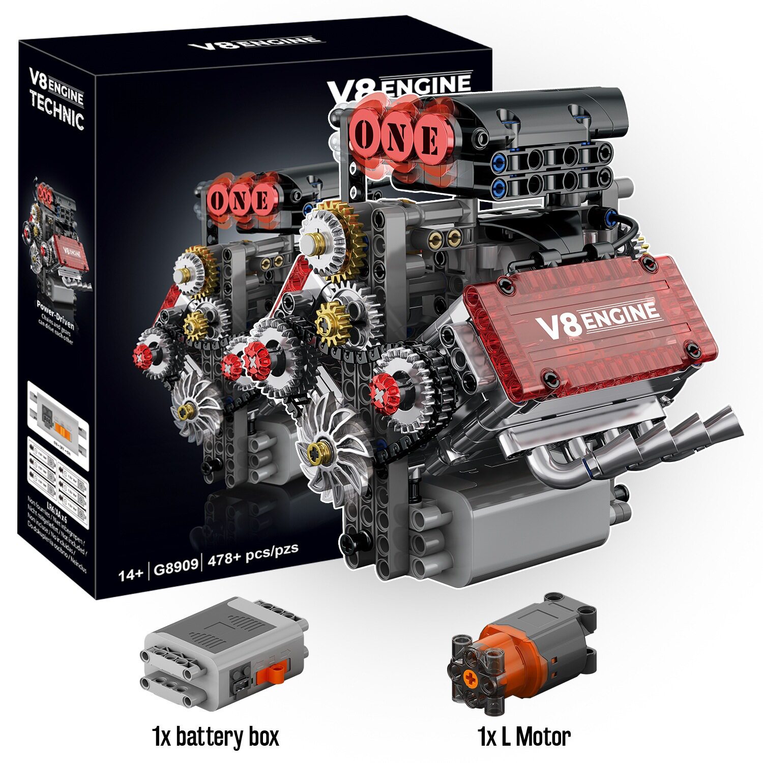 G8909【アメリカンV8エンジン】478ピース＋英語パッケージ