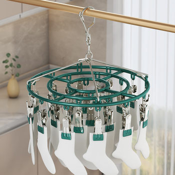 Foreign trade round socks rack multi-function drying rack multi-clip hanging socks rack drying underwear baby clothes rack wholesale