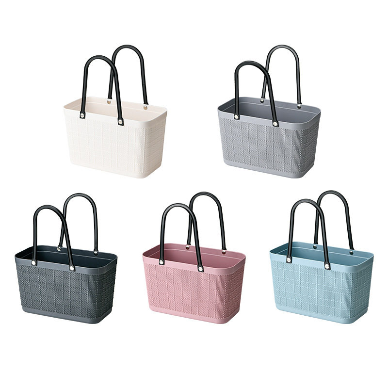 New hand gift basket women's handbag shopping basket plastic laundry linen pattern storage basket fashion shopping basket
