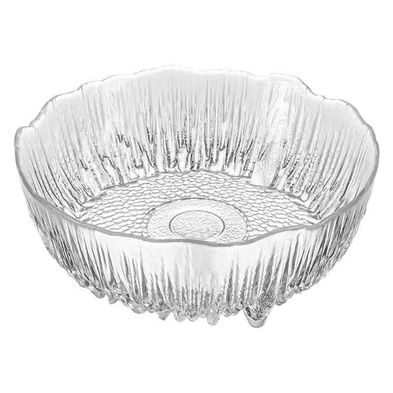 Japanese-Style Glass Glacier Fruit Plate for Home Living Room Light Luxury Snack Basket Display Fruit Plate Salad Bowl Set