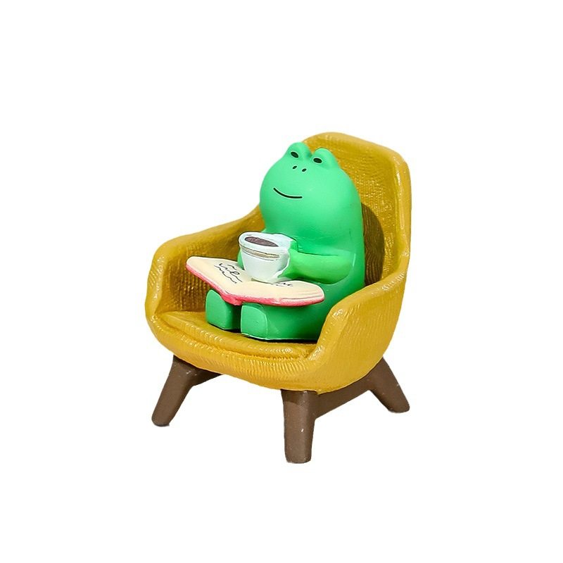 Ruijie Cartoon Cute Frog Ornament Office Desktop Stress Relief Decoration Good Item Workstation Decoration Gift Figurine