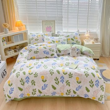 New Live-Streaming Hot Item Nordic Style Skin-Friendly Plant-Based Cashmere Brushed Four-Piece Set for Student Dormitory, Simple and Suitable for All Seasons