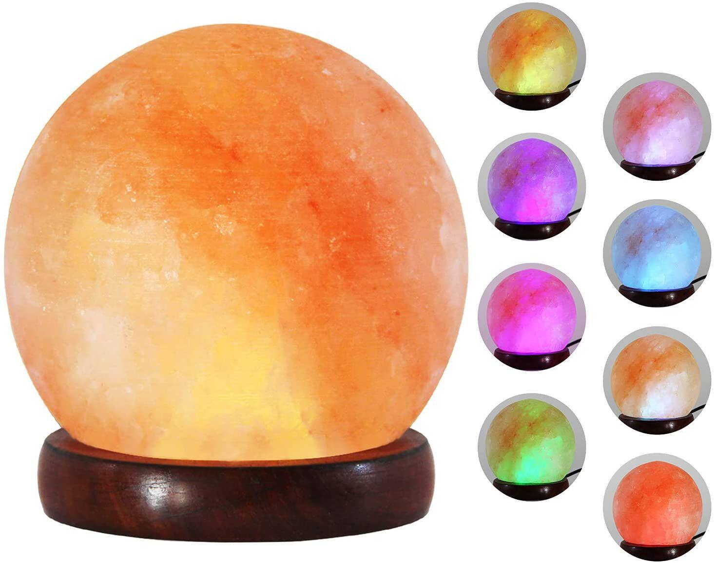 USB spherical Himalayan crystal salt lamp ball night light warm light seven-color light Factory Direct LED salt lamp