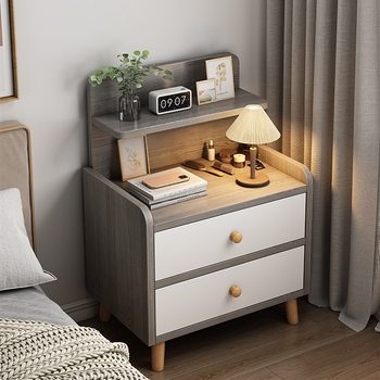 Bedside Table Simple Modern Solid Wood Leg Storage Cabinet Small Simple Bedroom Home 2024 New Bedside Storage Rack