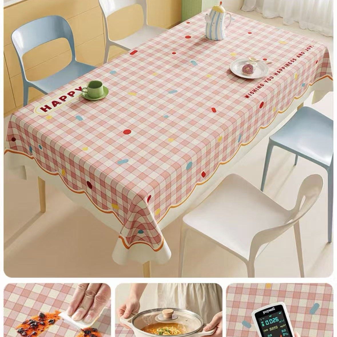 2025 New Model Simple and Classy Dust-Proof and Oil-Proof Wipe-Clean Pvc Tablecloth Supports Dropshipping Nordic Style