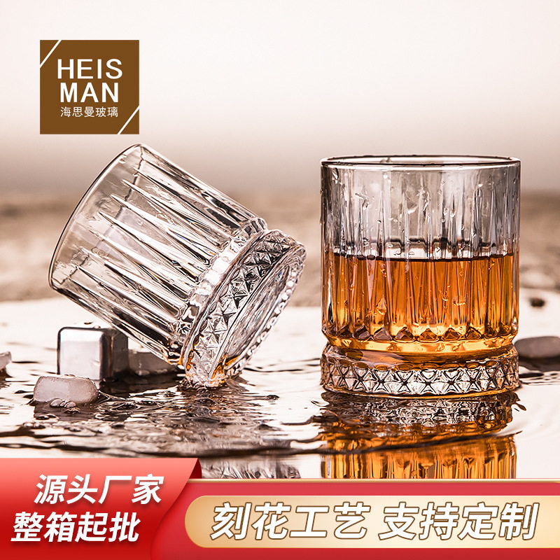 Spot European Classical Cup Crystal Glass Striped Whiskey Cup Foreign Wine Cup Bar Cup Spirit Cup Wholesale