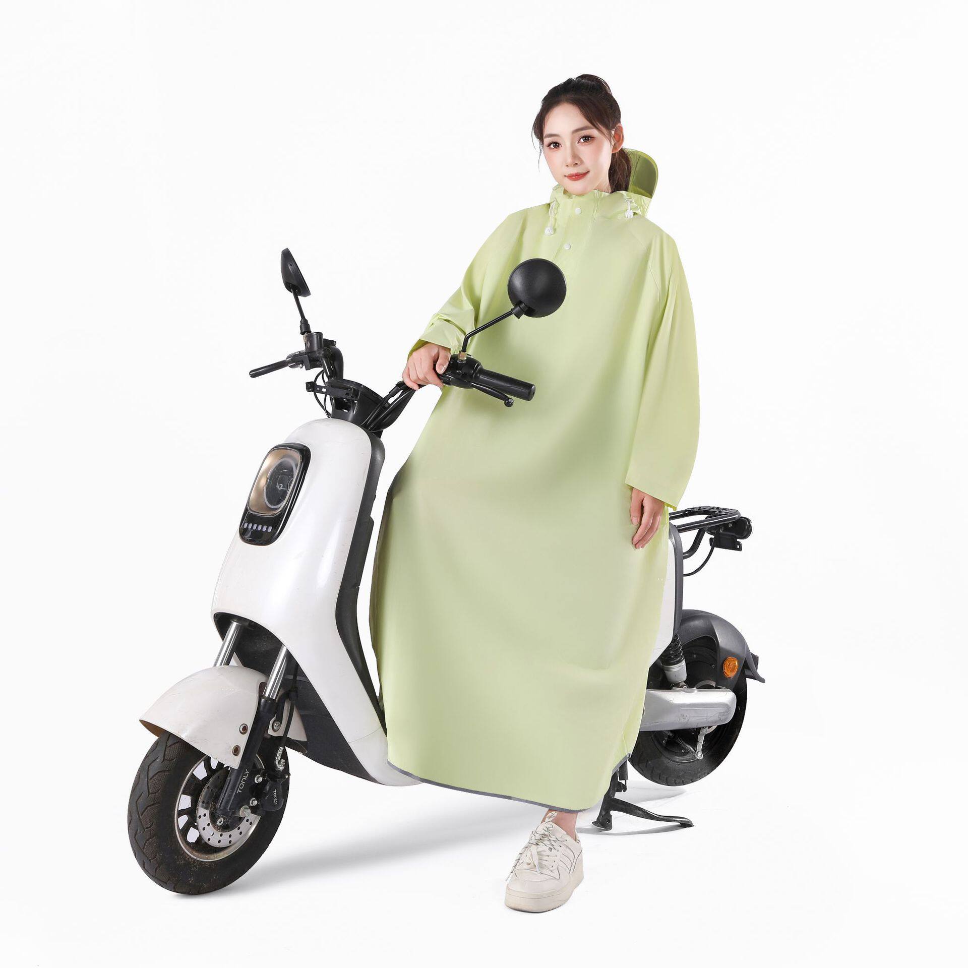 Raincoat for Electric Vehicles, All-In-One Full-Body Rain Poncho for Electric Bike Riding, with Sleeves, Thickened and Lengthened for Heavy Rain Protection