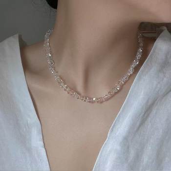 Ice-Clear Natural White Crystal Necklace, Irregular Random Gravel Crystal, Exquisite, Fashionable and Versatile Clavicle Chain Necklace