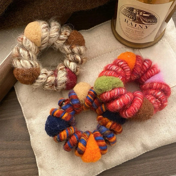 Cross-Border Autumn and Winter Wool High-Elastic Phone Cord Ball Headband Women's New Durable Hair Rope High-End Rubber Band