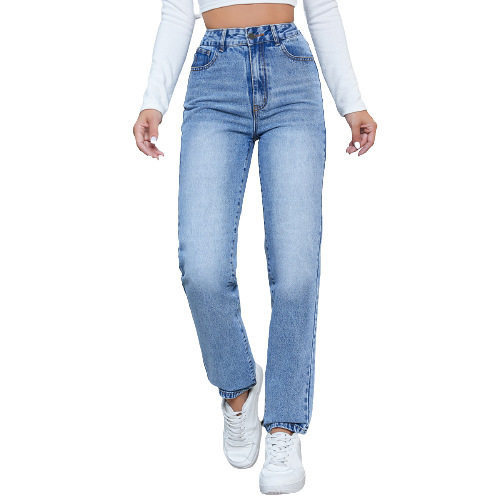 High Waisted Straight Leg Jeans for Women Trendy Design Casual Everyday Wear Wholesale Available