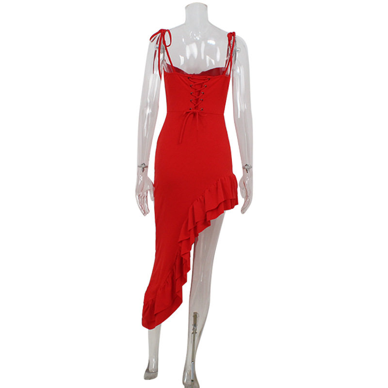 French Style Strapless Dress Spring Collection Irregular Hem Ruffle Details Elegant Design Perfect for Parties and