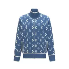 Correct Version of Lujia 25Fw New Jacquard Logo Cardigan Knitwear Presbyopic Stand Collar Zipper Long-Sleeved Knitwear