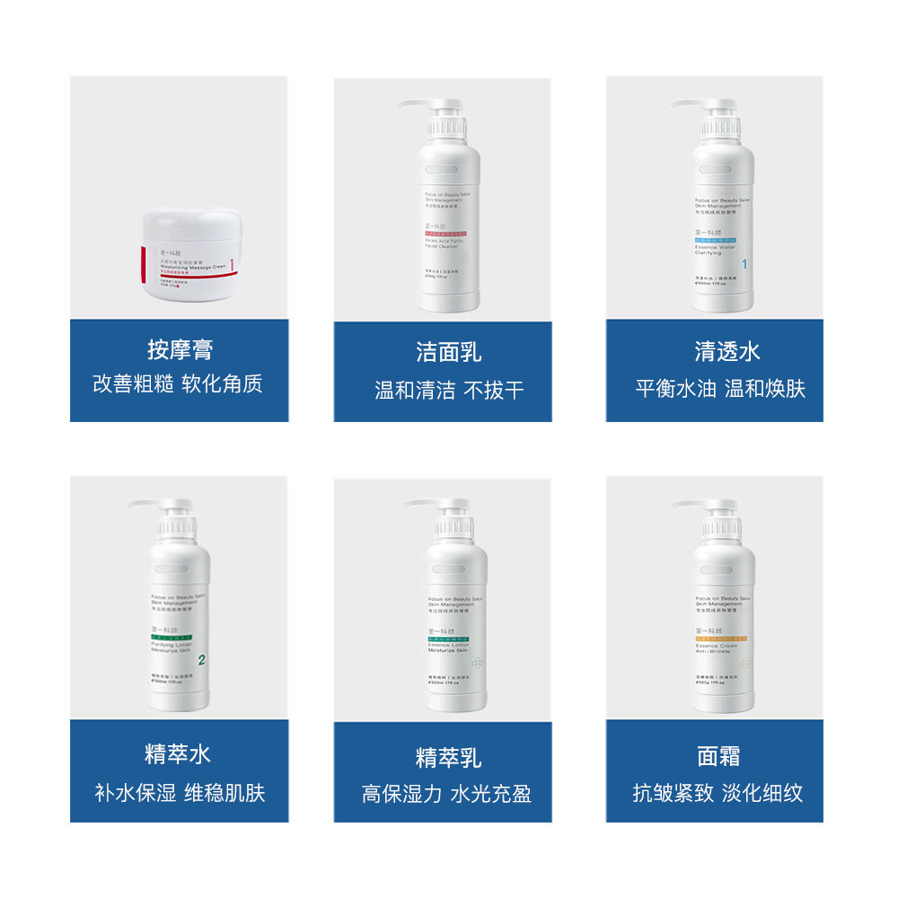 Beauty Salons Specialize in Large Bottles of Facial Care Sets, Including High-End Moisturizing Creams, Essence Cleansers, and Complete Skin Care Products