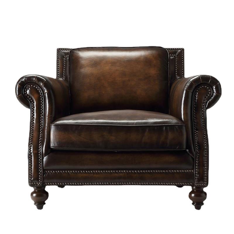 供应美式真皮沙发 欧式皮艺单双三人沙发 客厅家具油蜡皮沙发现货